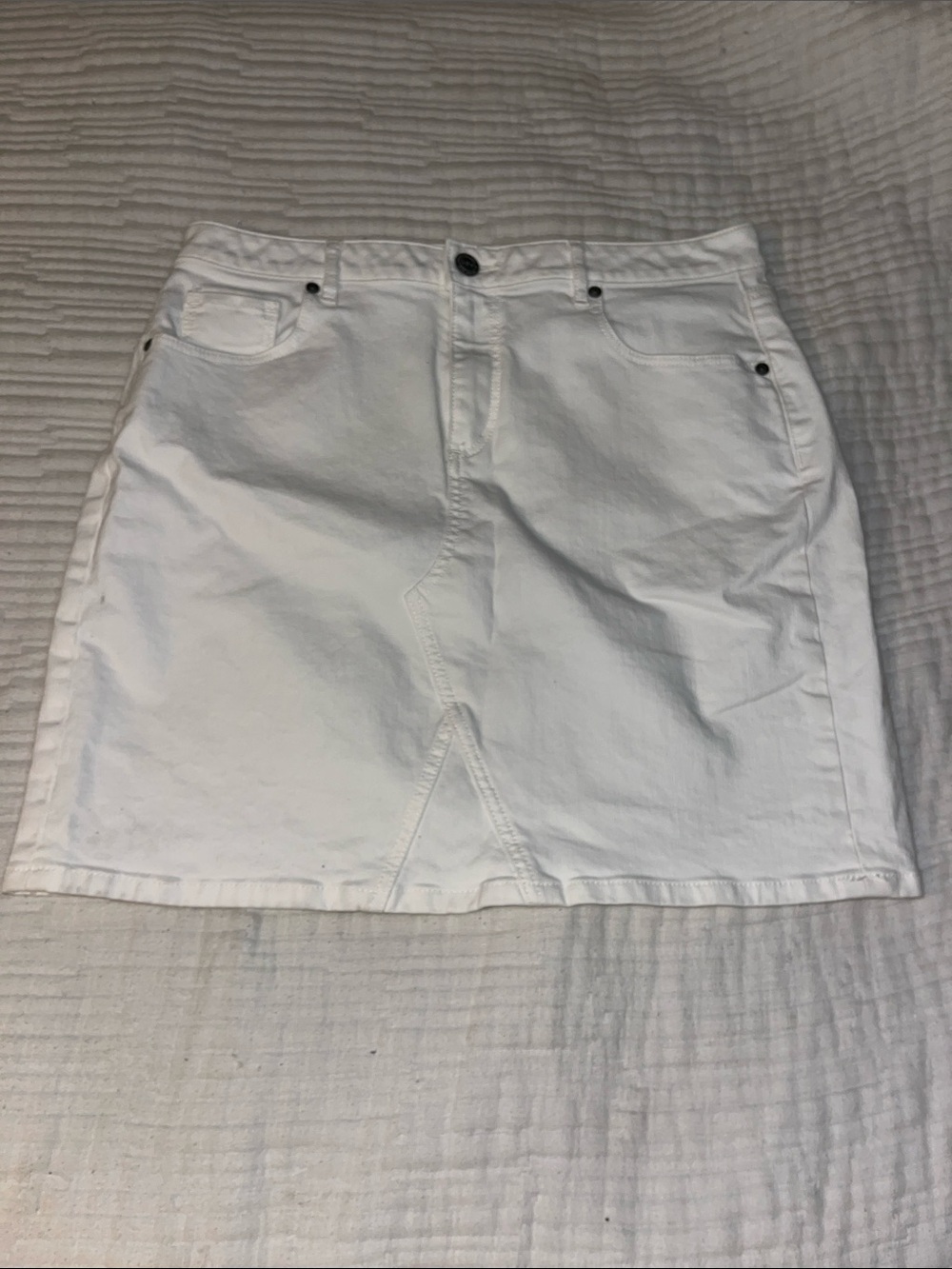 LOFT White Denim Mini Skirt